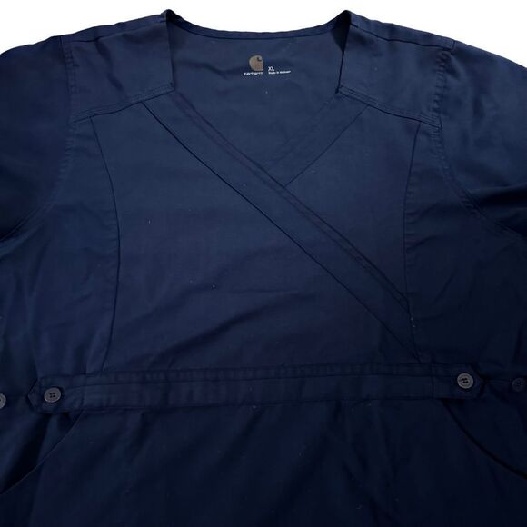 Carhartt ~ Navy Scrub Top ~ side buttons for an adjustable fit ~ size XLarge - Picture 7 of 9